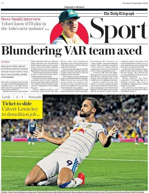 Daily Telegraph sports section 