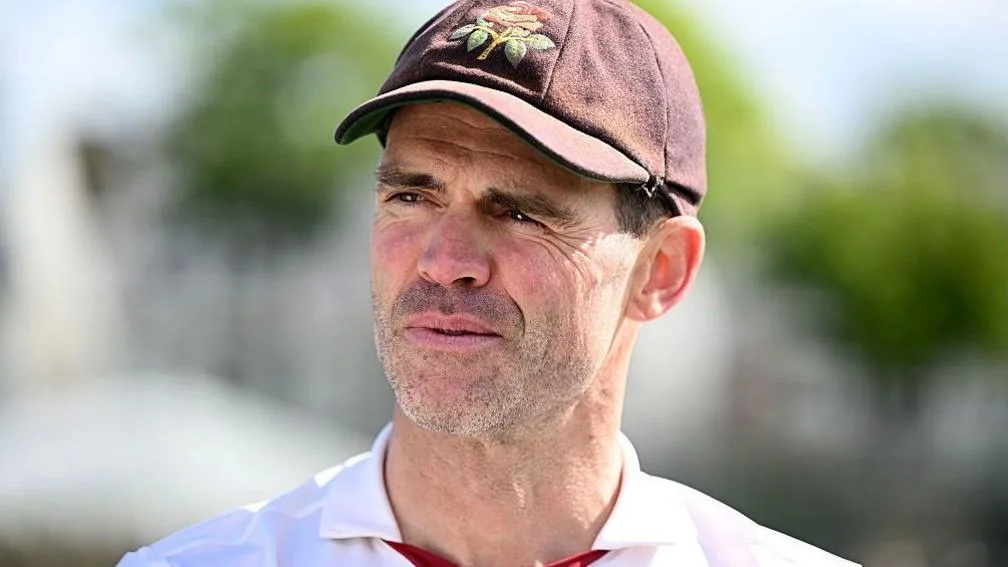 A head and shoulders image of James Anderson, wearing a Lancashire cap