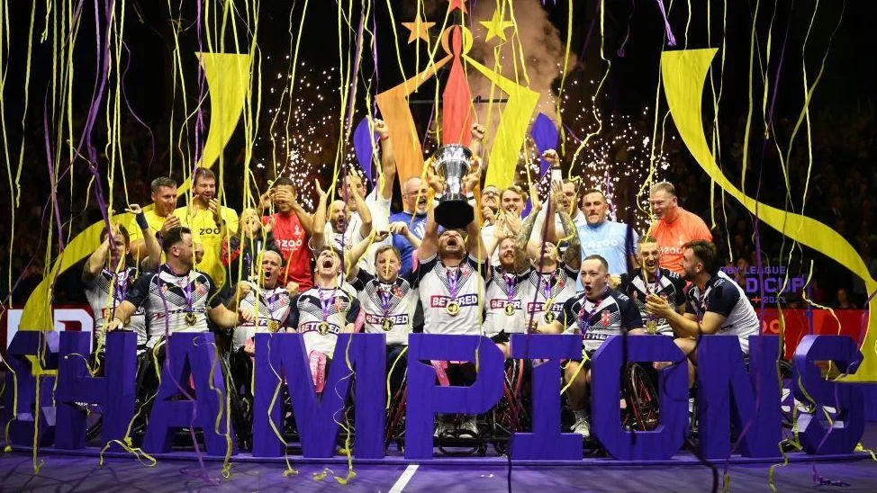 England celebrate winning the wheelchair final in 2022