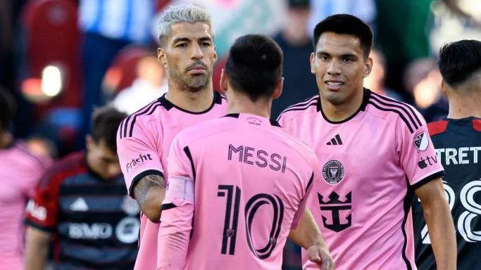 Diego Gomez (right) played alongside Luis Suarez and Lionel Messi at Inter Miami before joining Brighton in January 2025