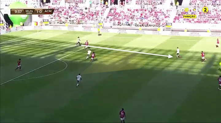 Screengrab showing Manchester United's passing combinations in build-up against AC Milan in pre-season

