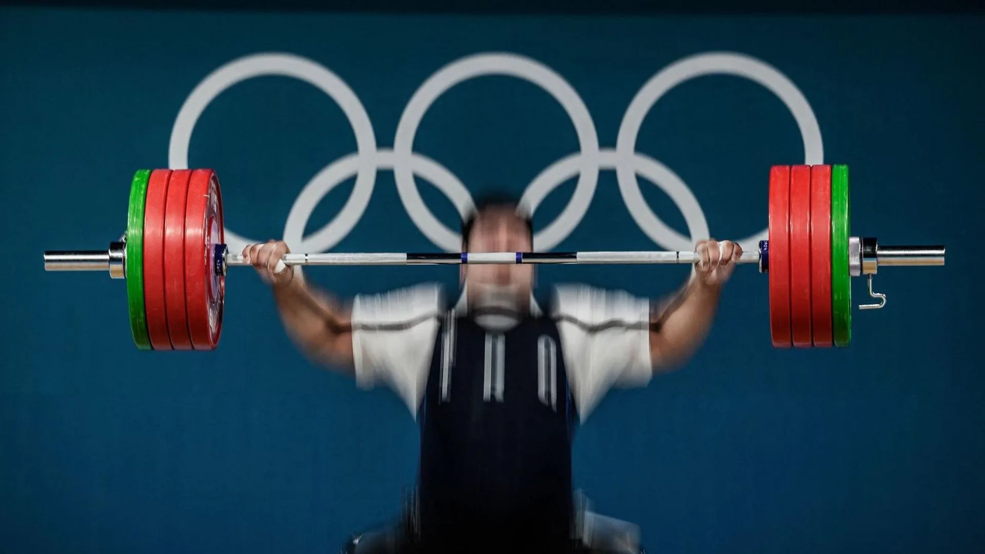 A weightlifter at the 2024 Paris Olympics