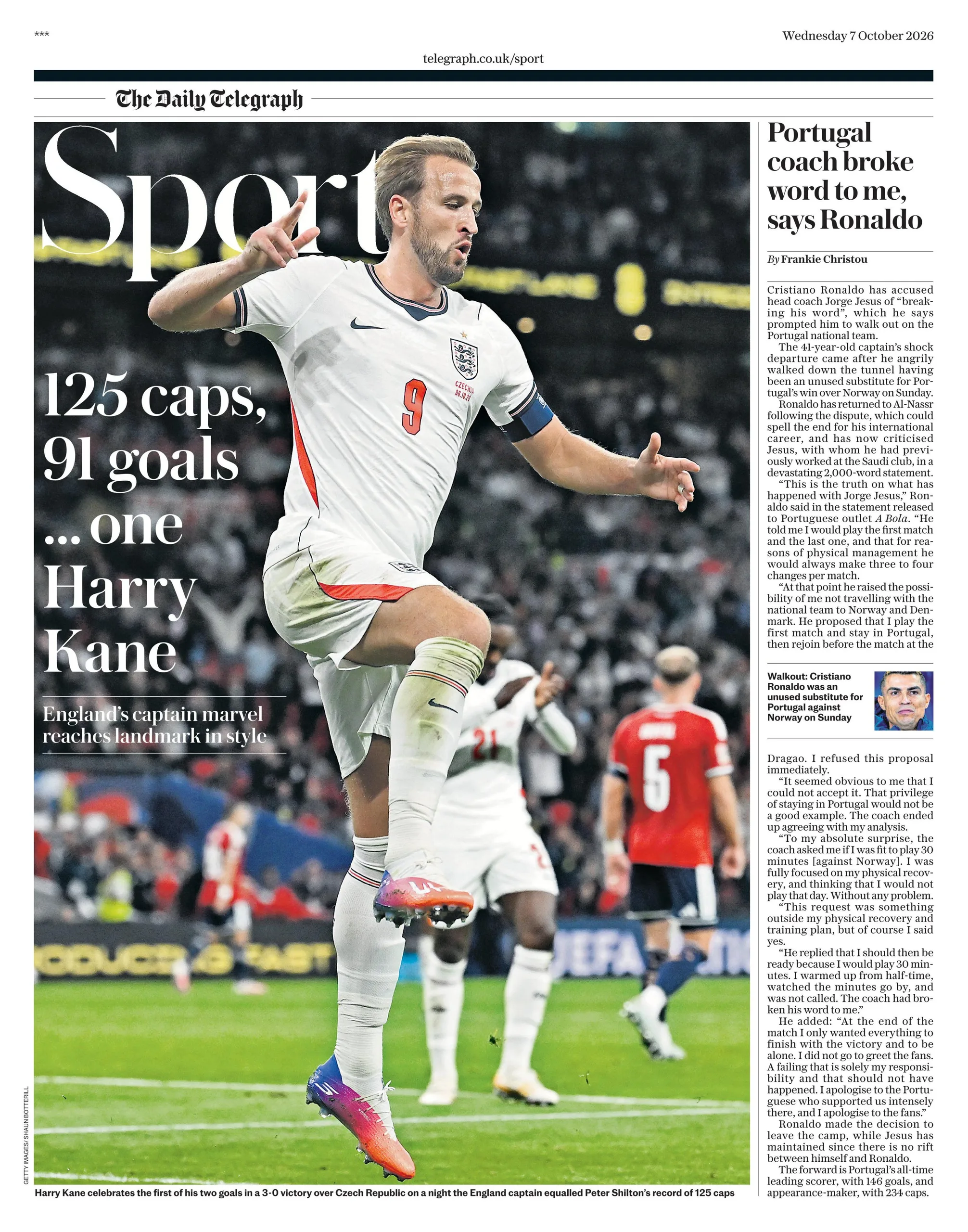 Daily Telegraph sports section