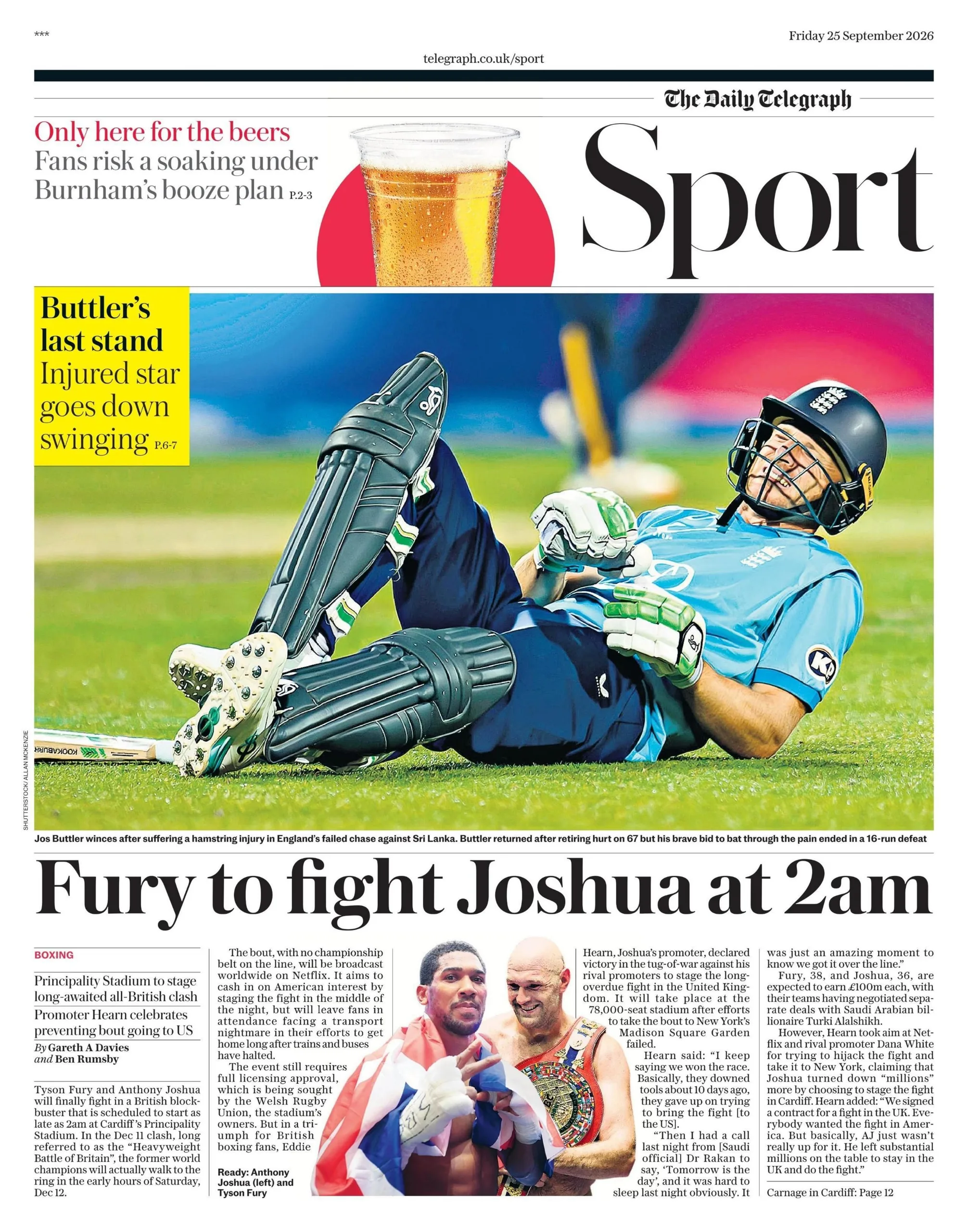 Telegraph sport back page