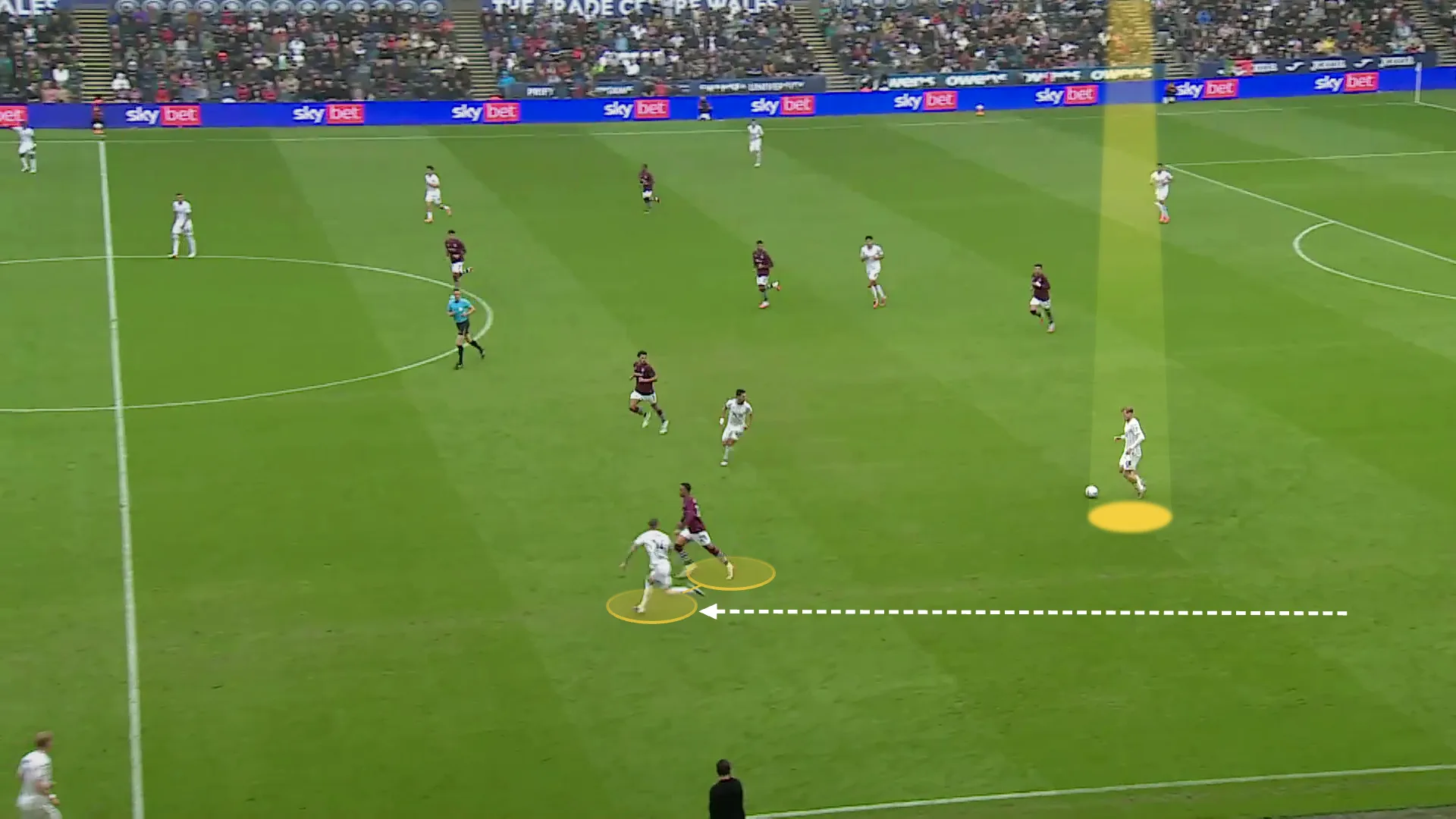 Screengrab showing Swansea's build-up and the role of the full-backs