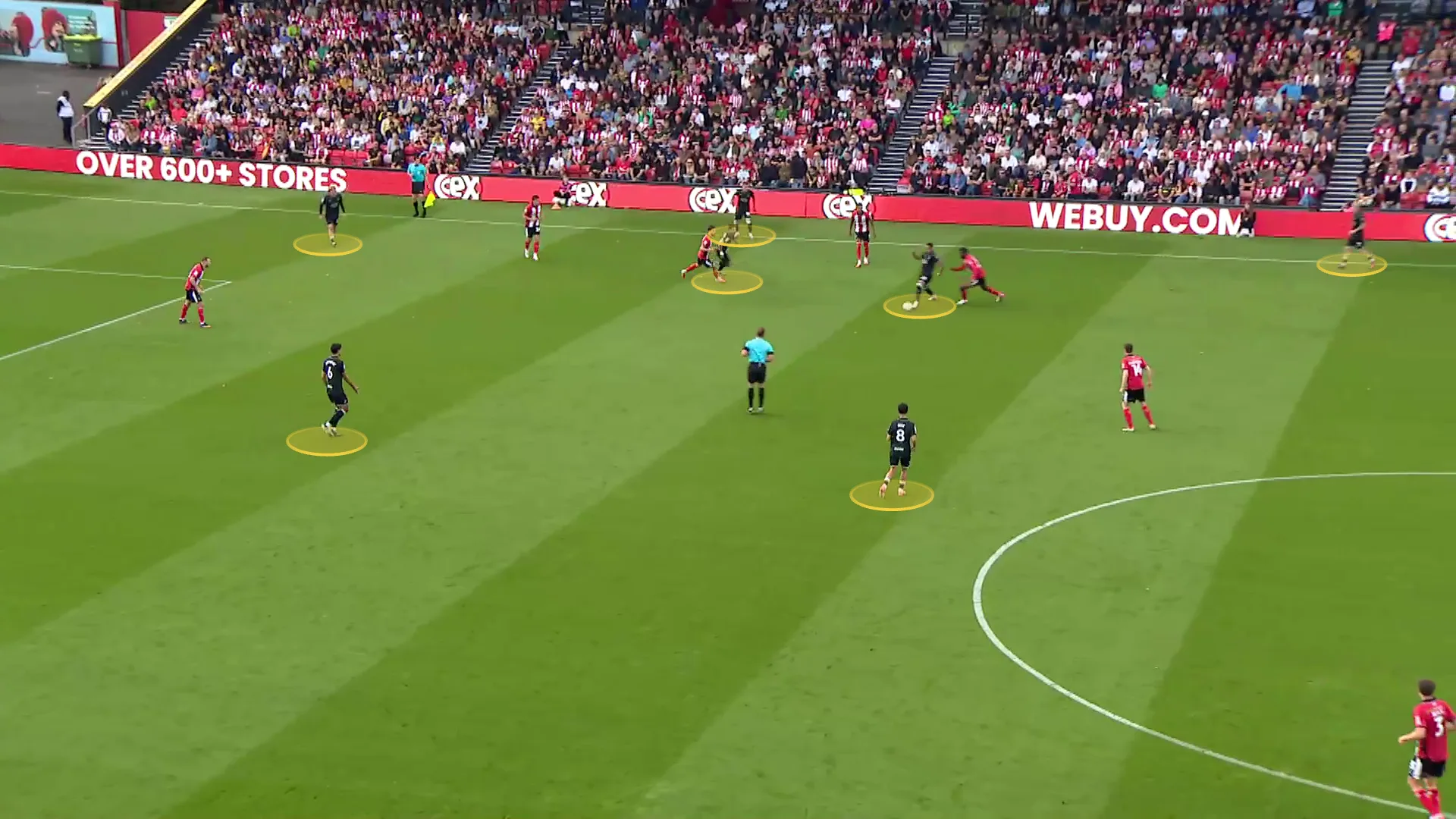 Screengrab showing Swansea's build up and their wide overloads