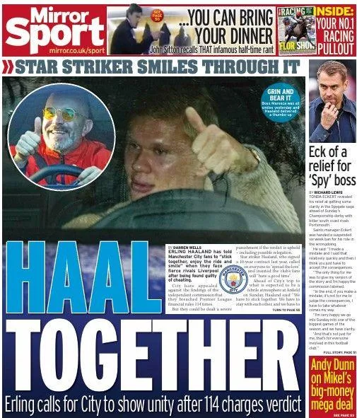 Daily Mirror back page