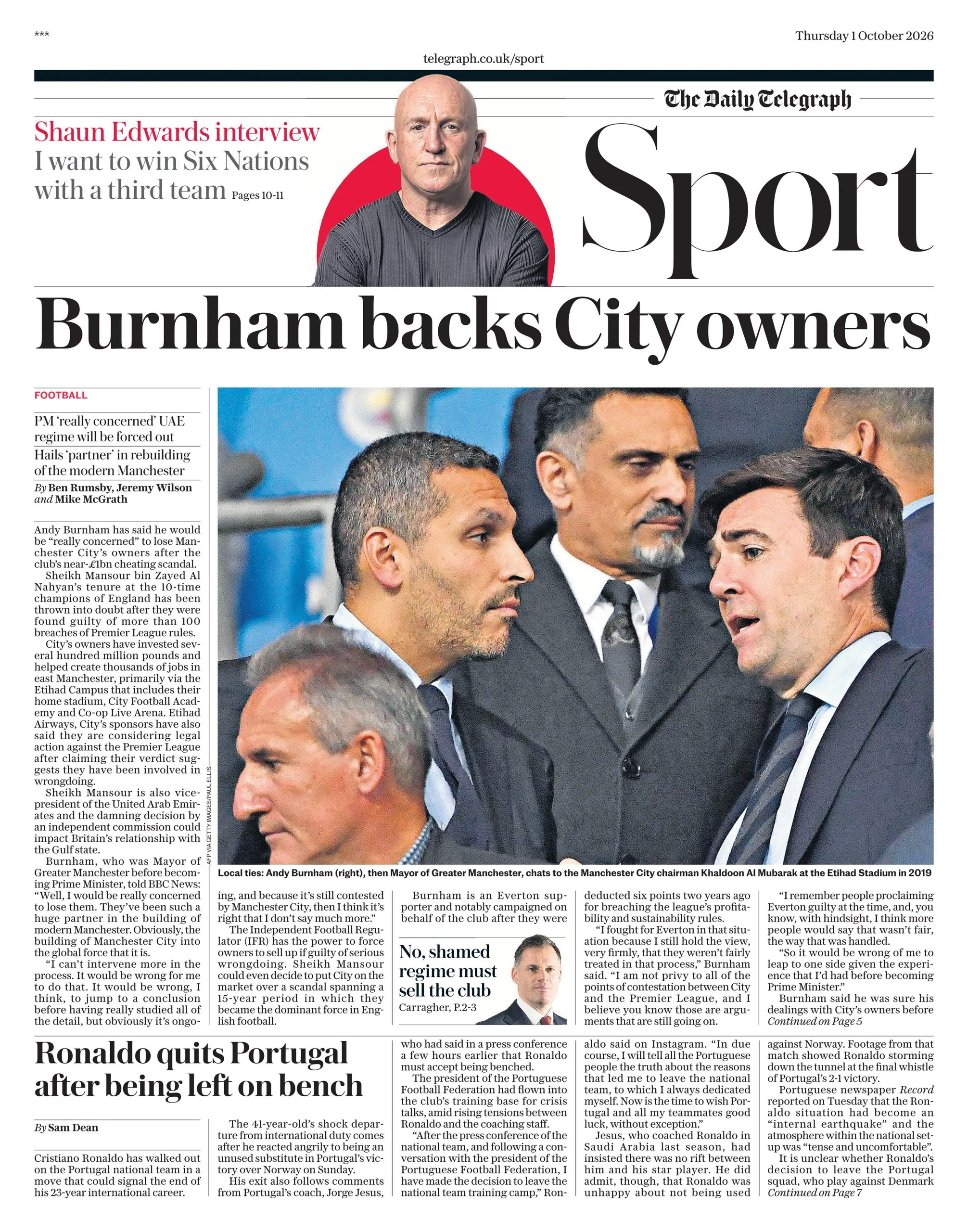 Back page of the Telegraph