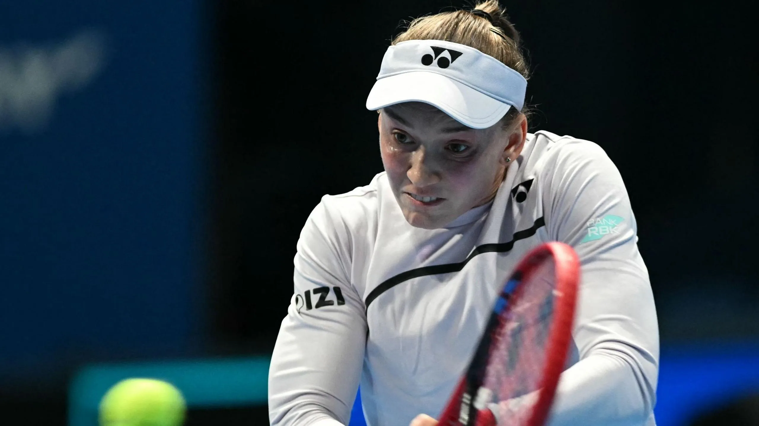 Elena Rybakina hits the ball during her match against Yulia Putintseva at the Pan Pacific Open in Tokyo 