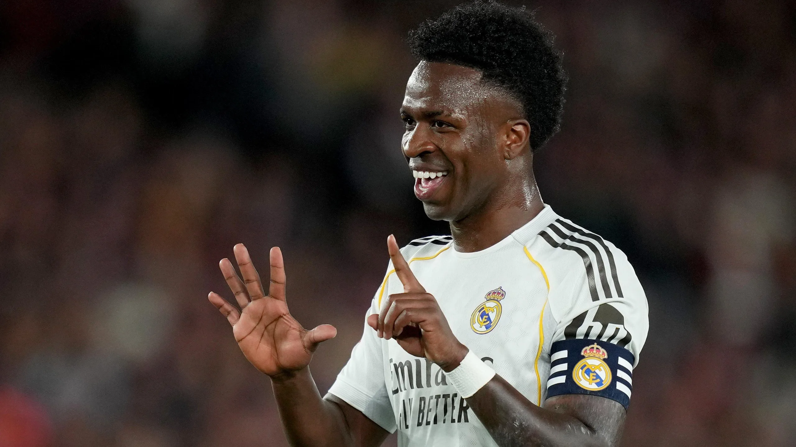 Real Madrid player Vinicius Jr celebrates