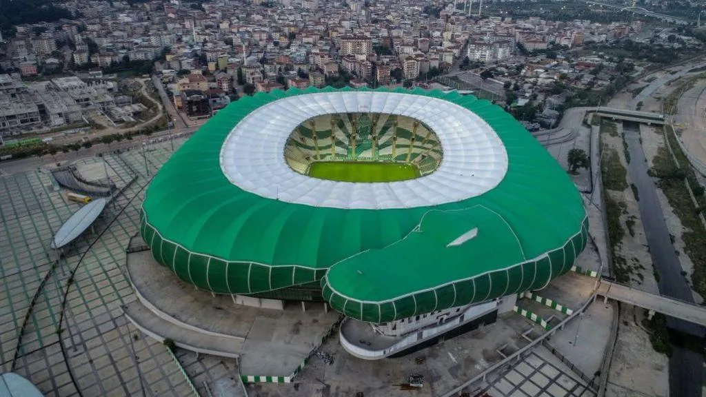 Centennial Ataturk Stadium, which is largely green and features a protruding section that is designed to look like a crocodile head