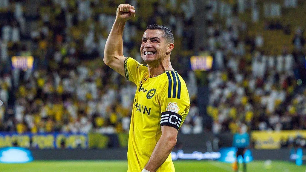 Cristiano Ronaldo celebrates a goal for Al-Nassr