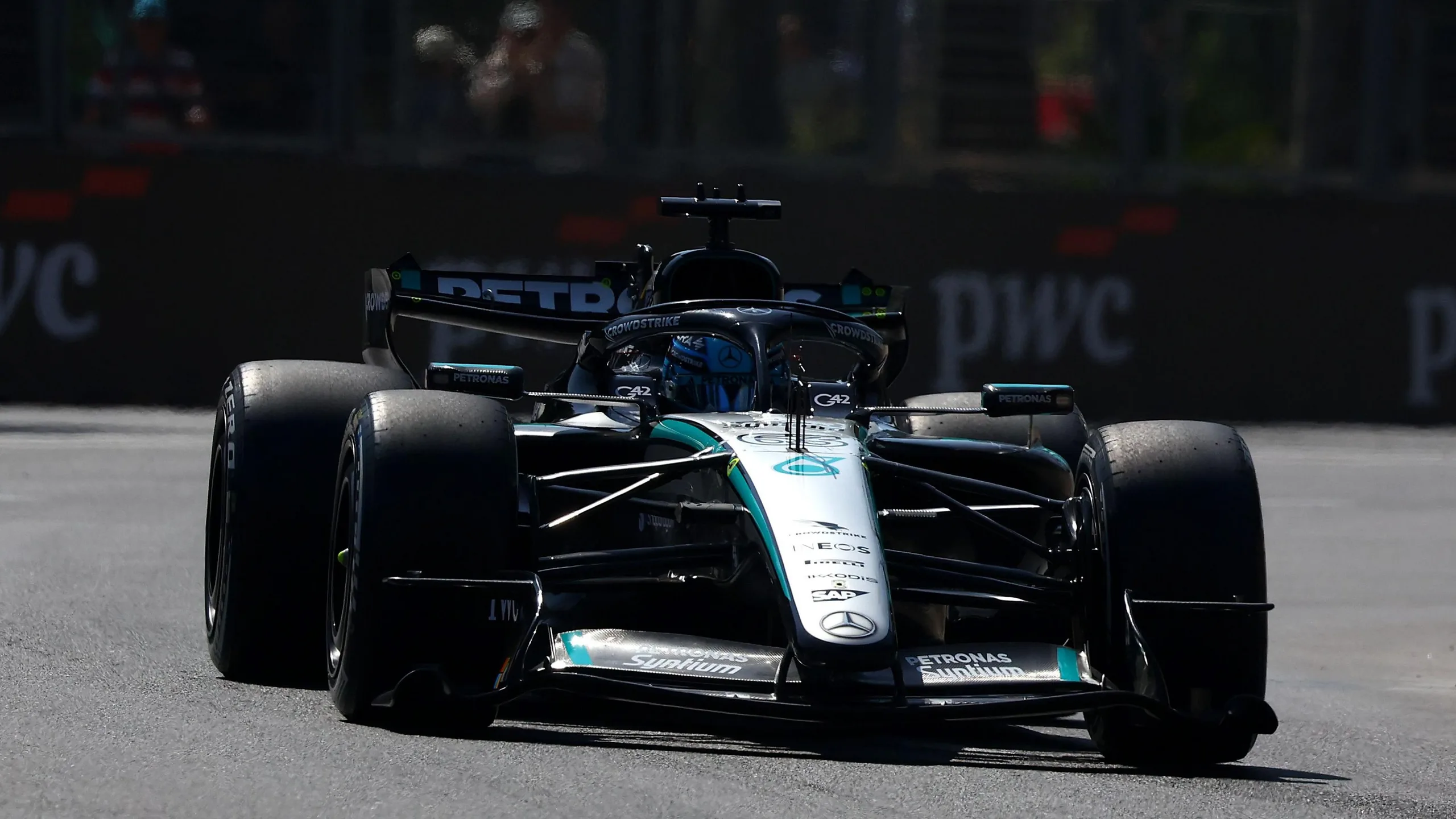 Mercedes' George Russell during Azerbaijan Grand Prix first practice
