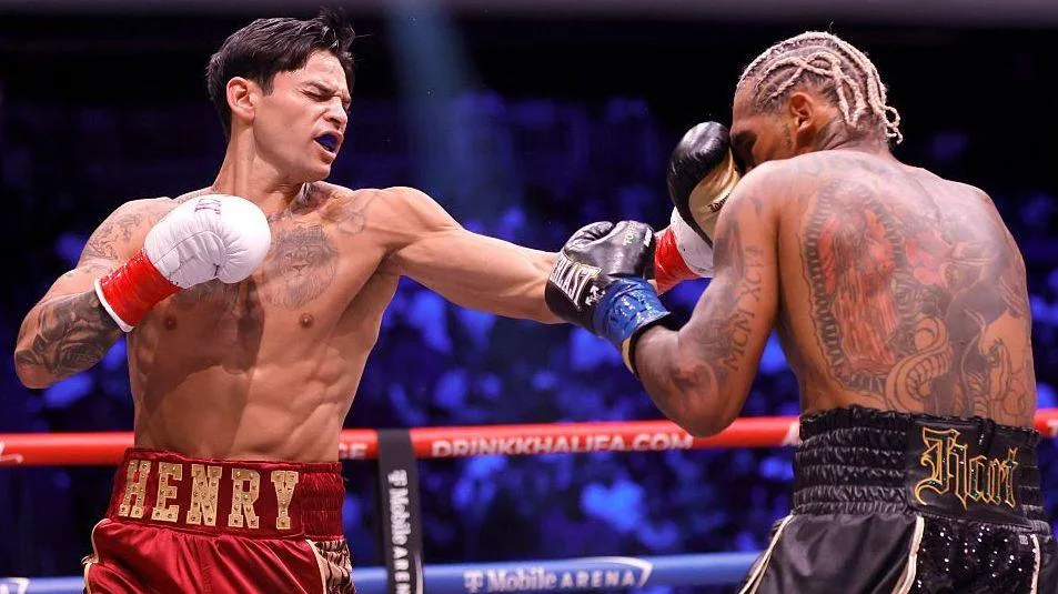 Ryan Garcia lands a punch on Conor Benn