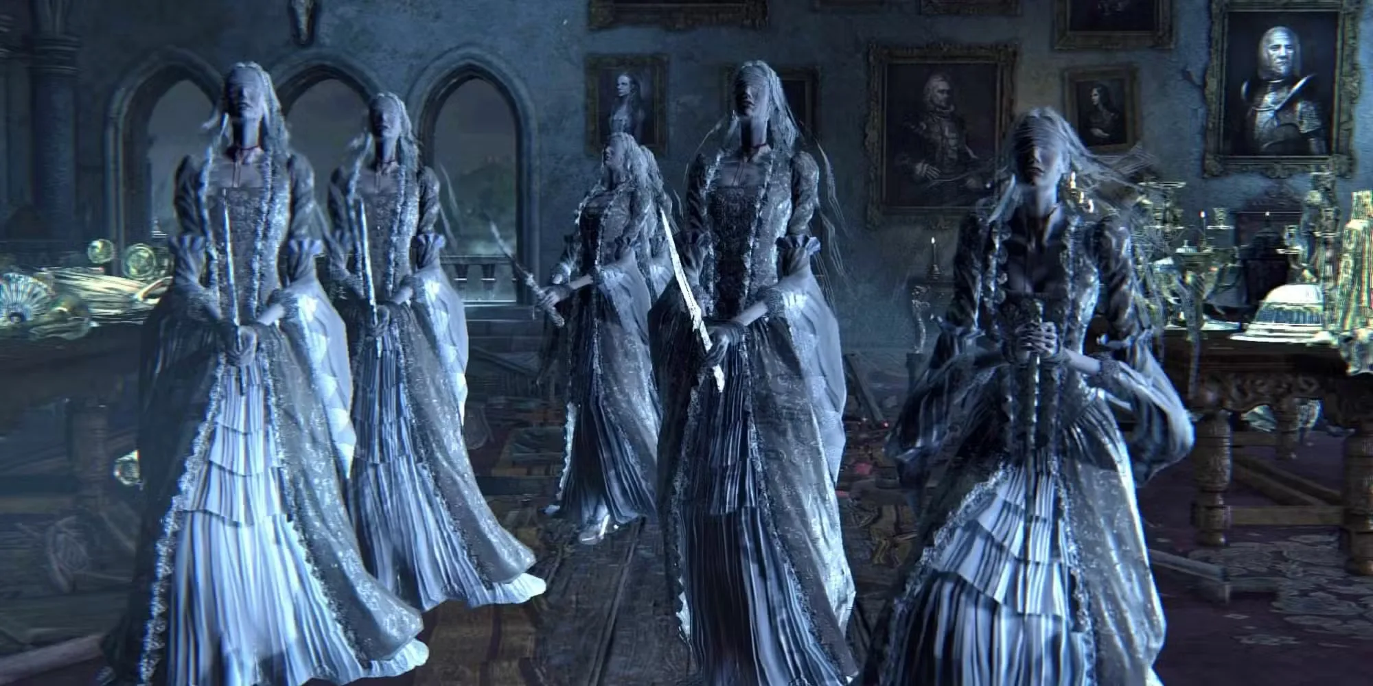 Silver Ladies waiting for players in Bloodborne.