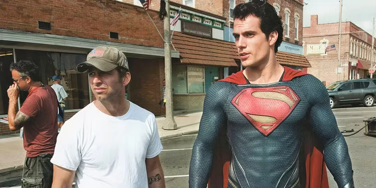 Zack Snyder and Henry Cavill in Man of Steel