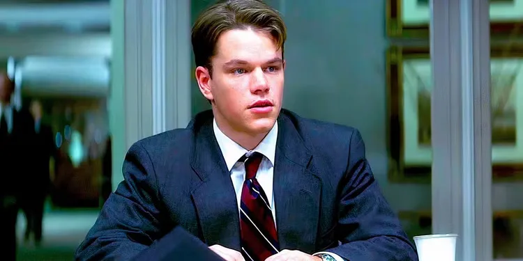 Matt Damon looking at something off-screen in The Rainmaker
