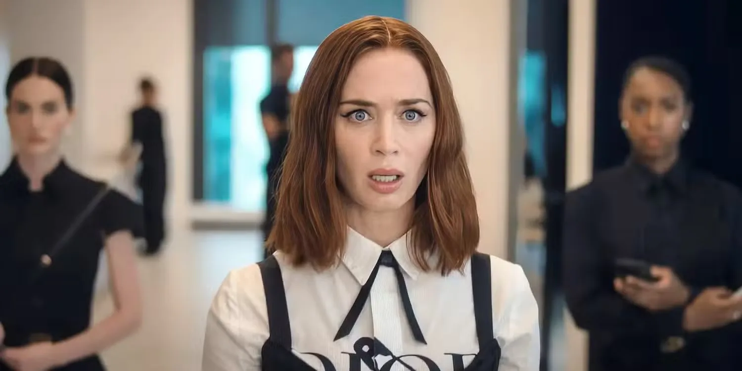 Emily Blunt looking horrified in The Devil Wears Prada 2