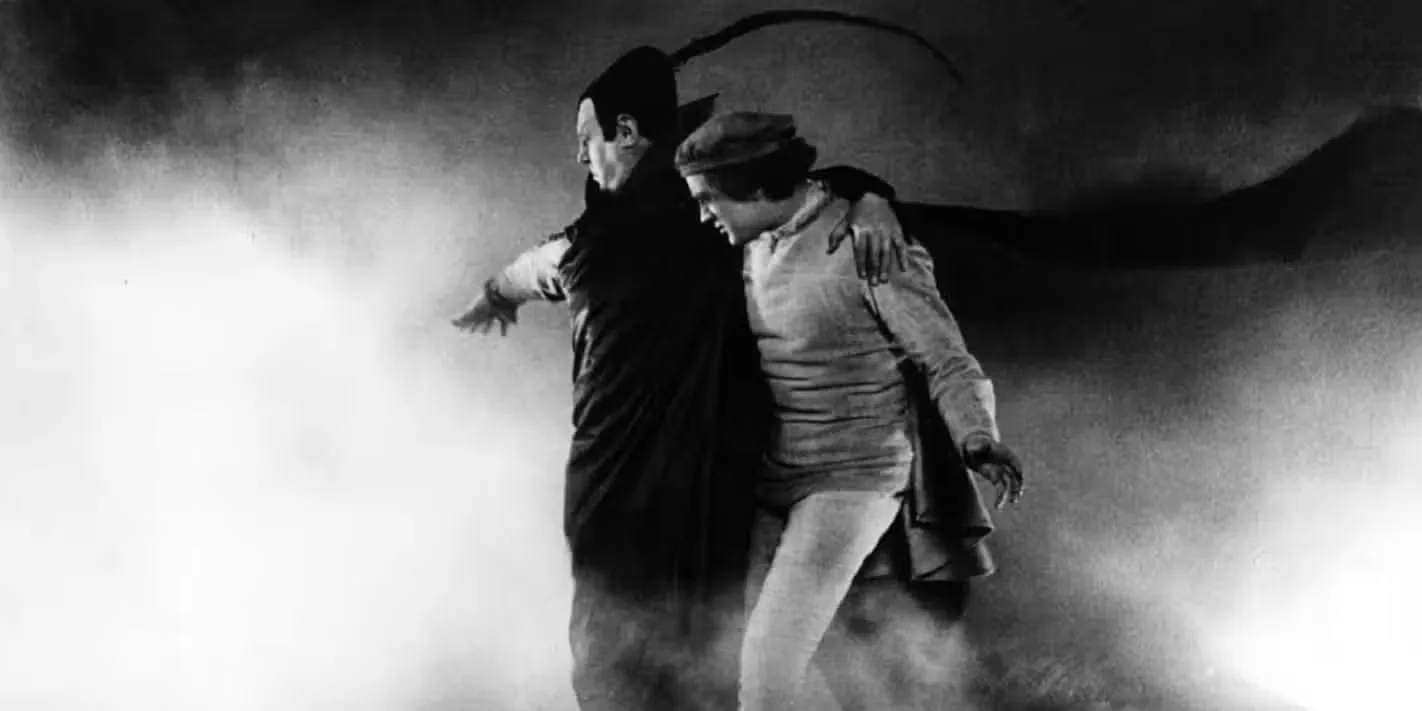 Mephistopheles guiding Faust through the mist in Faust