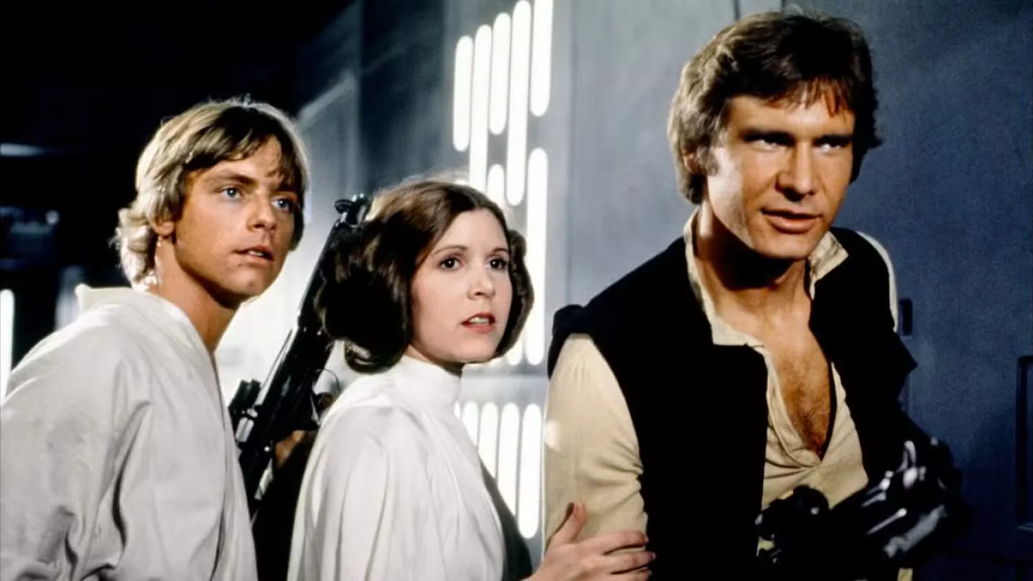 Luke, Leia, and Han in Star Wars: Episode IV - A New Hope