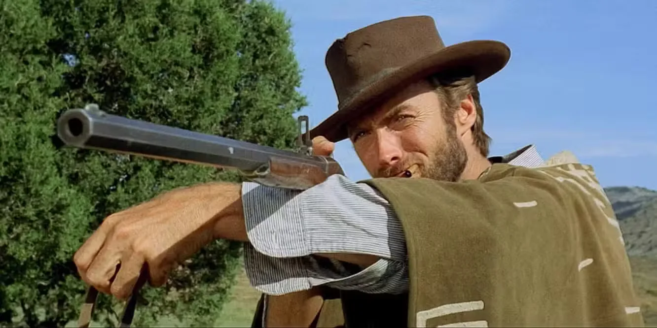 Clint Eastwood aiming a rifle in The Good, the Bad and the Ugly