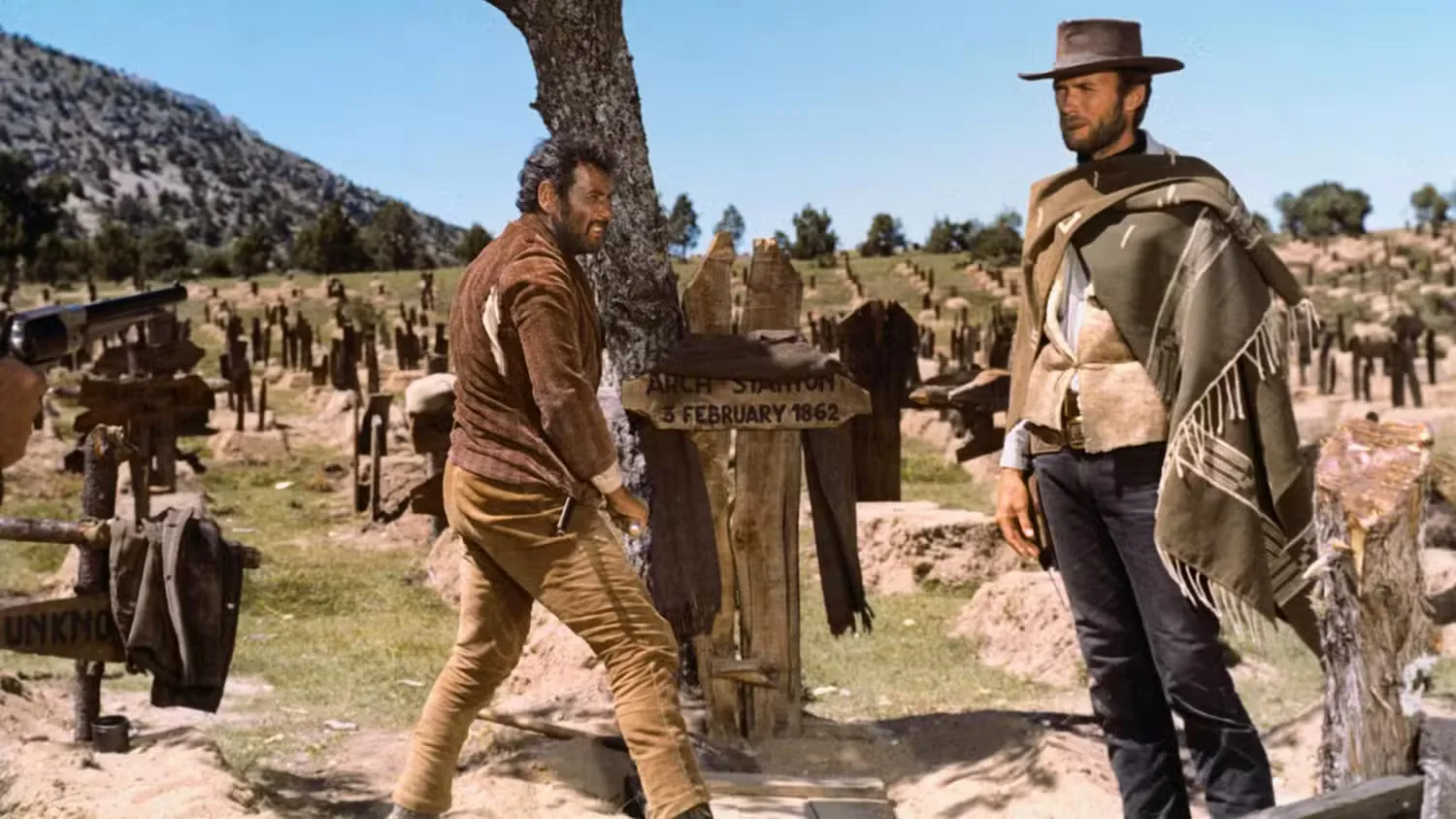 The Good, The Bad and the Ugly Eli Wallach and Clint Eastwood at the Graveyard Scene