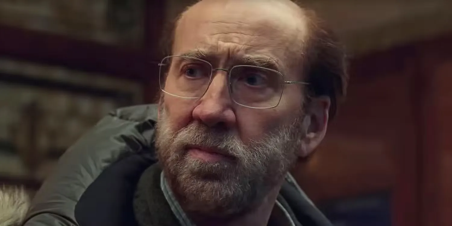 Nicolas Cage looking to the side in Dream Scenario