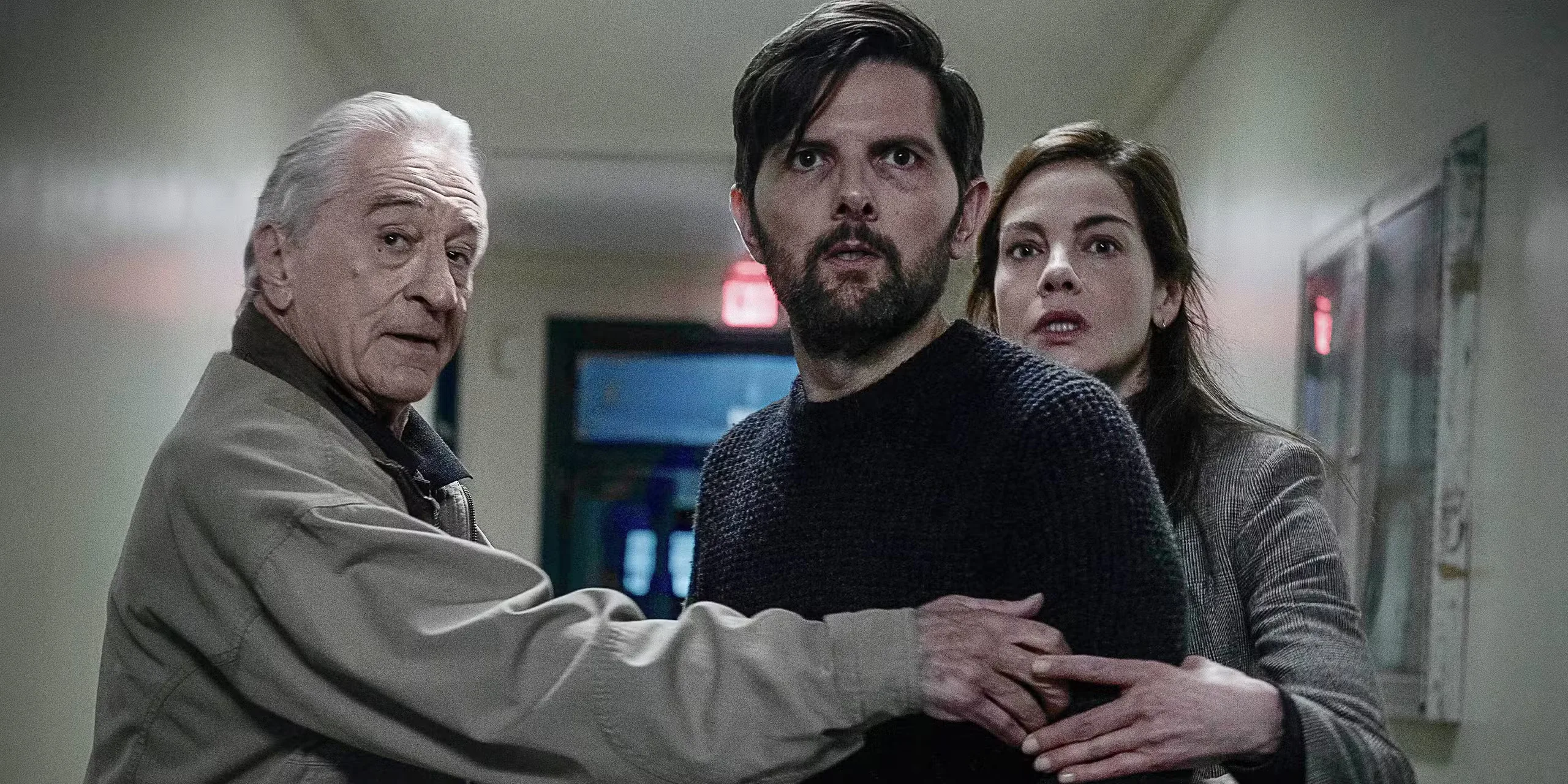 Adam Scott, Robert DeNiro, Michelle Monaghan in The Whisper Man