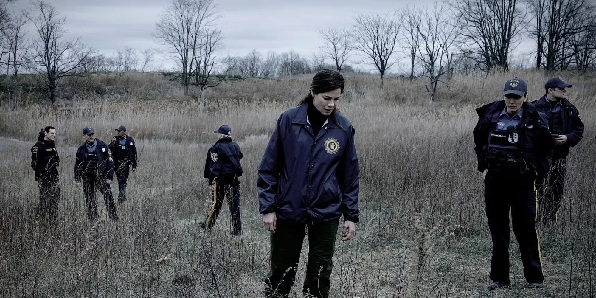 Police detective in a desolate field in The Whisper Man.