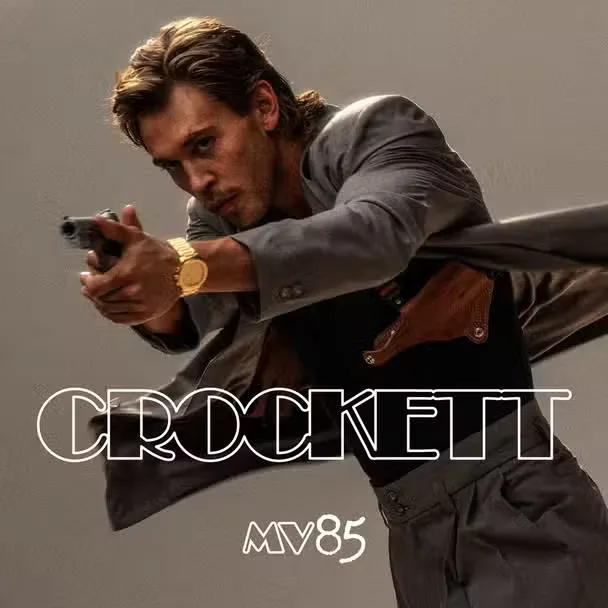 Austin Butler as Sonny Crockett in Miami Vice '85.