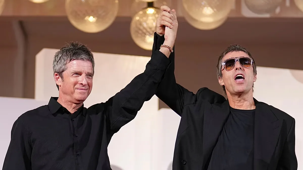 Oasis announce new tour dates for 2027 - Pictured: Noel and Liam Gallagher at this year's Venice Film Festival