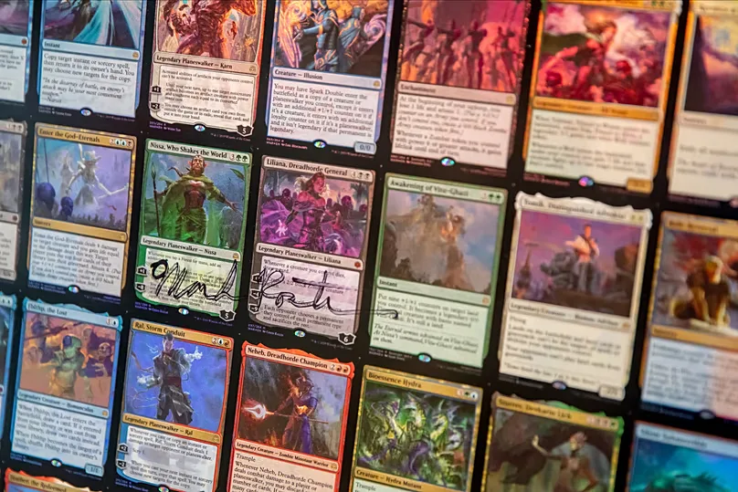 A sheet with several cards from the game