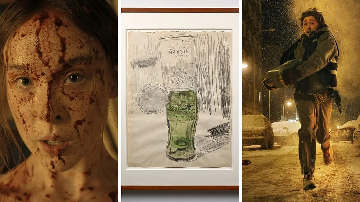 Ella Beatty in 'Monster'; Andy Warhol (Américain, 1928-1987) Campbell’s Soup Can Over Coke Bottle, 1962'; Austin Abrams in 'Resident Evil'