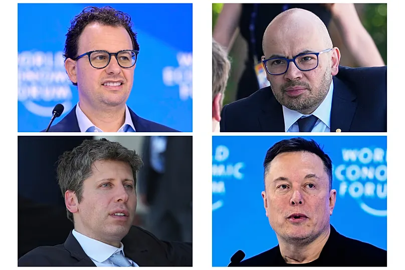 CEO and co-founder of Anthropic, Dario Amodei (top left), Demis Hassabis (top right), CEO of OpenAI, Sam Altman (bottom left), CEO of SpaceXAI, Elon Musk (bottom right)