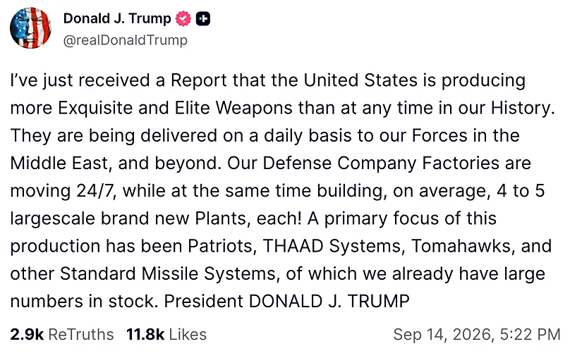 President Donald Trump posting on his own online platform, Truth Social