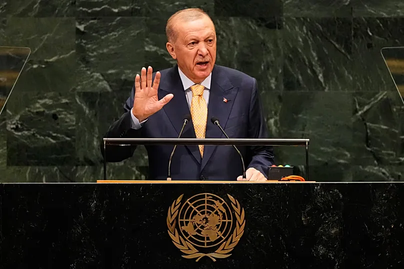 Turkey's President Recep Tayyip Erdoğan speaks during the 81st session of the United Nations General Assembly at United Nations headquarters, 22 September, 2026