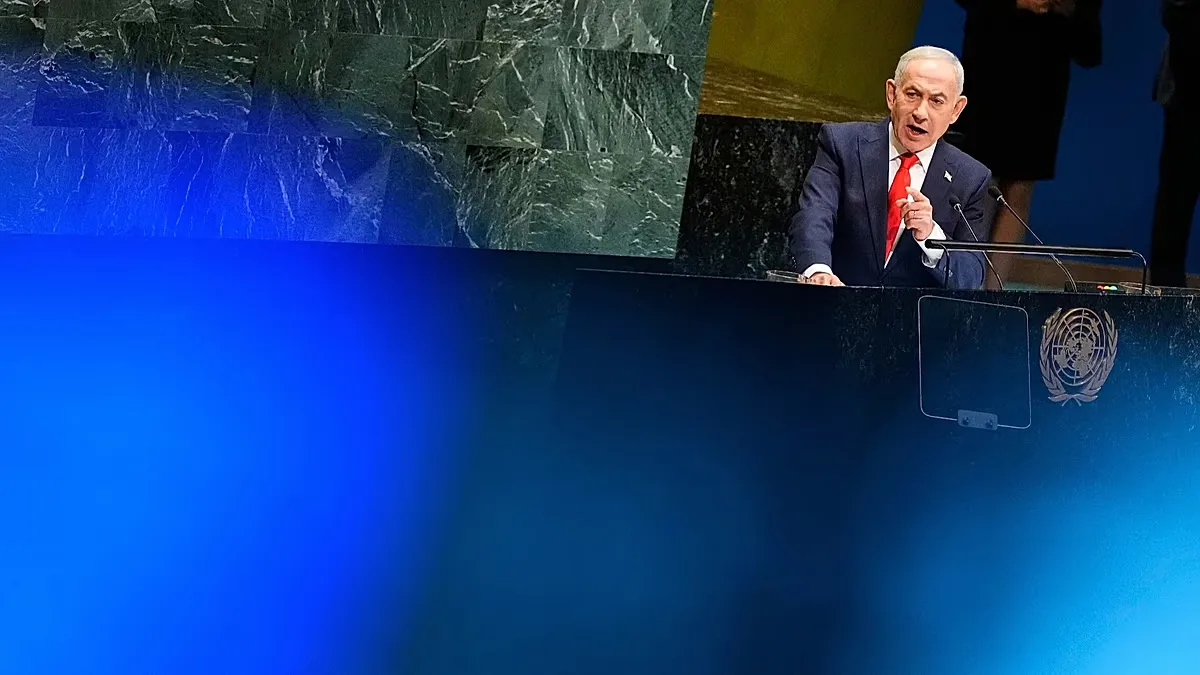 Israeli Prime Minister Benjamin Netanyahu speaks during the 81st session of the United Nations General Assembly at United Nations headquarters, Thursday, Sept. 24, 2026.