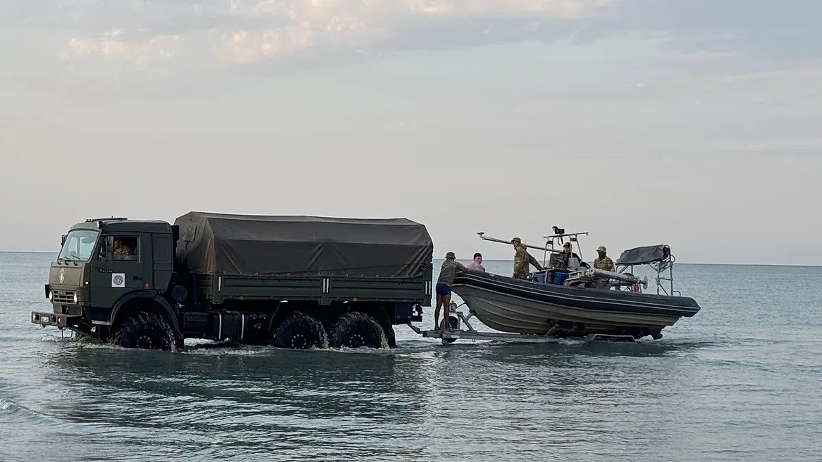 Rescue operation underway in the Caspian Sea. 