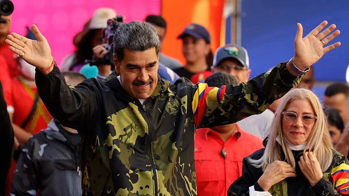 Venezuelan President Nicolás Maduro and First Lady Cilia Flores attend an event in Caracas on 23 January 2024.