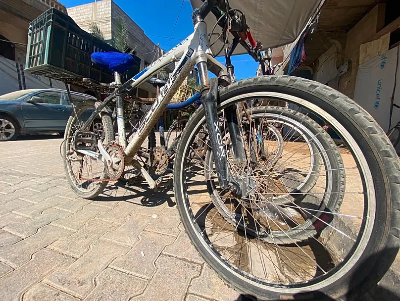 Bicycles used for deliveries in the Gaza Strip, Maghazi area, central Gaza Strip
