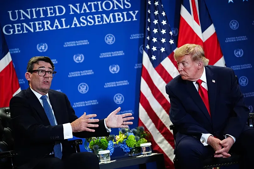 UK Prime Minister Andy Burnham met US President Donald Trump for the first time in person on the sidelines of the UN General Assembly in New York. 22 September, 2026.