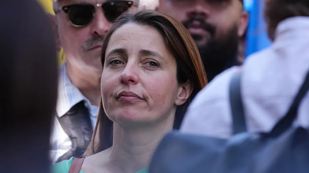 Archive - General secretary of the CGT union Sophie Binet in Paris on 1 May 2026.