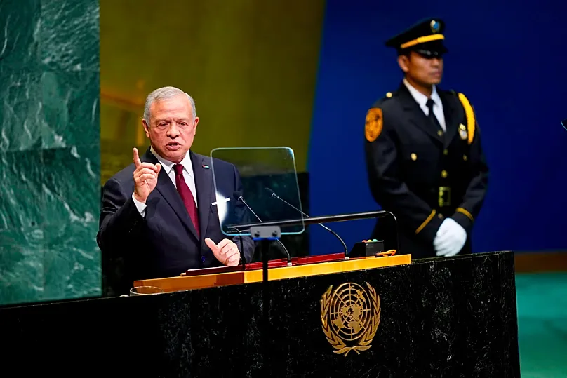 Jordan’s King Abdullah II addresses the UN General Assembly in New York.