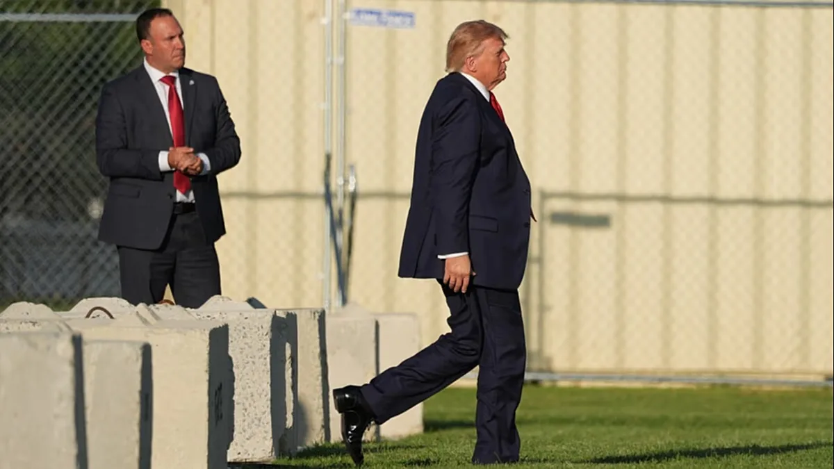US President Donald Trump walks to board Marine One on the Ellipse near the White House, Friday, Sept. 18, 2026, in Washington