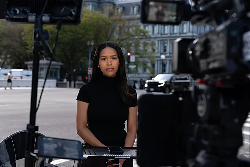 MS NOW White House reporter Akayla Gardner reports near the White House complex after being denied entry following Trump's ban, Saturday, Sept. 19, 2026, in Washingto