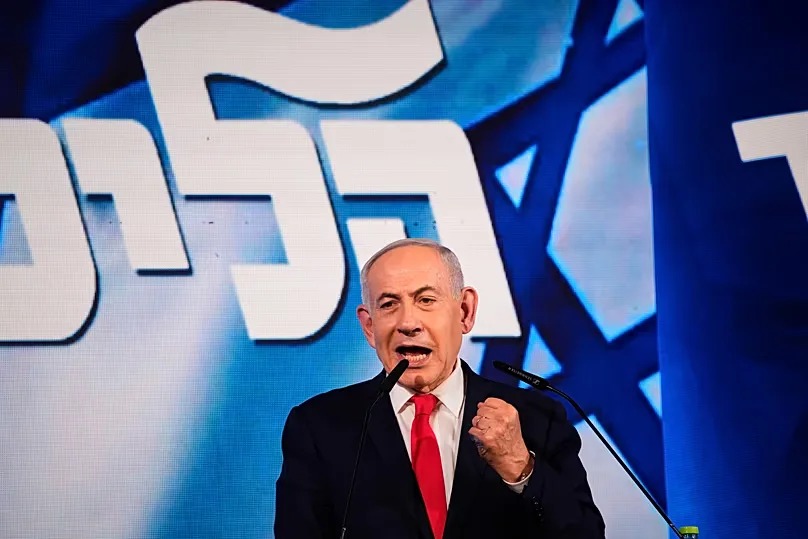 Israeli Prime Minister Benjamin Netanyahu speaks to his supporters at Likud party headquarters in Jerusalem. 28 October 2026