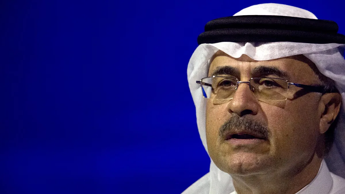 FILE - Amin Nasser, the chairman and CEO of the state-run oil giant Saudi Aramco, speaks at the World Energy Congress in Abu Dhabi, UAE, 10 September 2019.