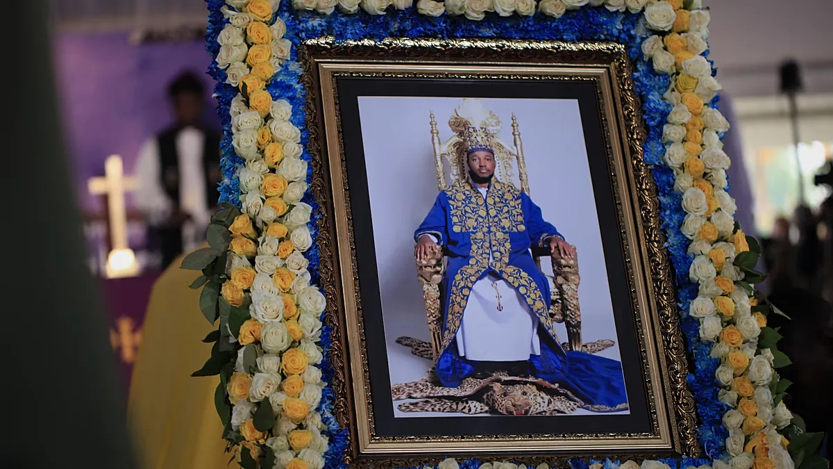 A portrait of Tooro's King Oyo Nyimba is displayed inside St. John's Cathedral in Fort Portal, 12 September 2026