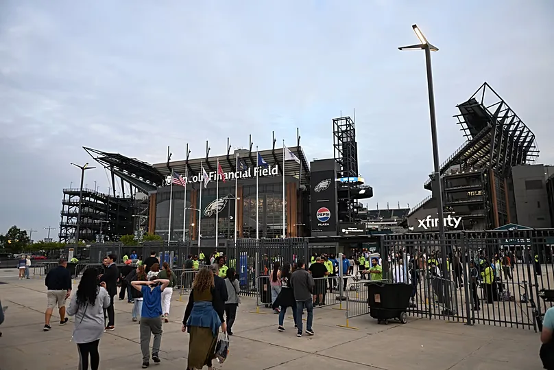 Concert goers arrive to Lincoln Financial Field before an Ed Sheeran concert in Philadelphia, Saturday, Sept. 19, 2026