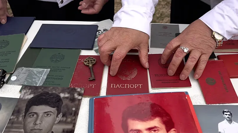 Organizers display personal items of their loved ones. 